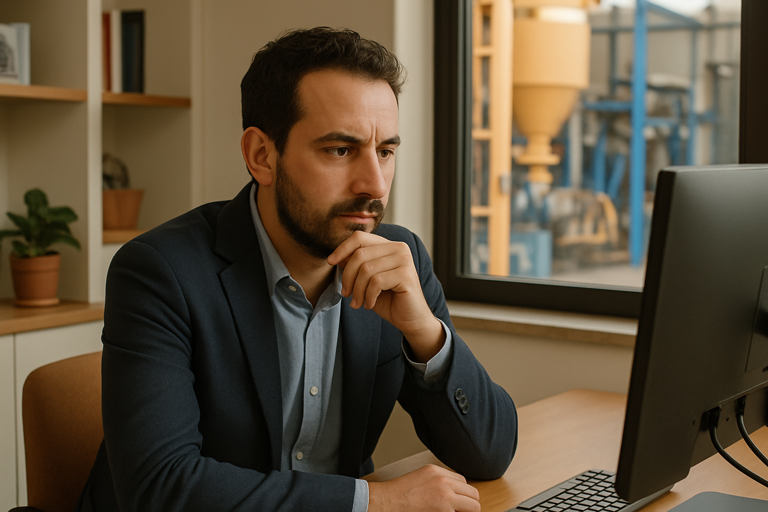 Is yerinde bilgisayar basinda calisan profesyonel